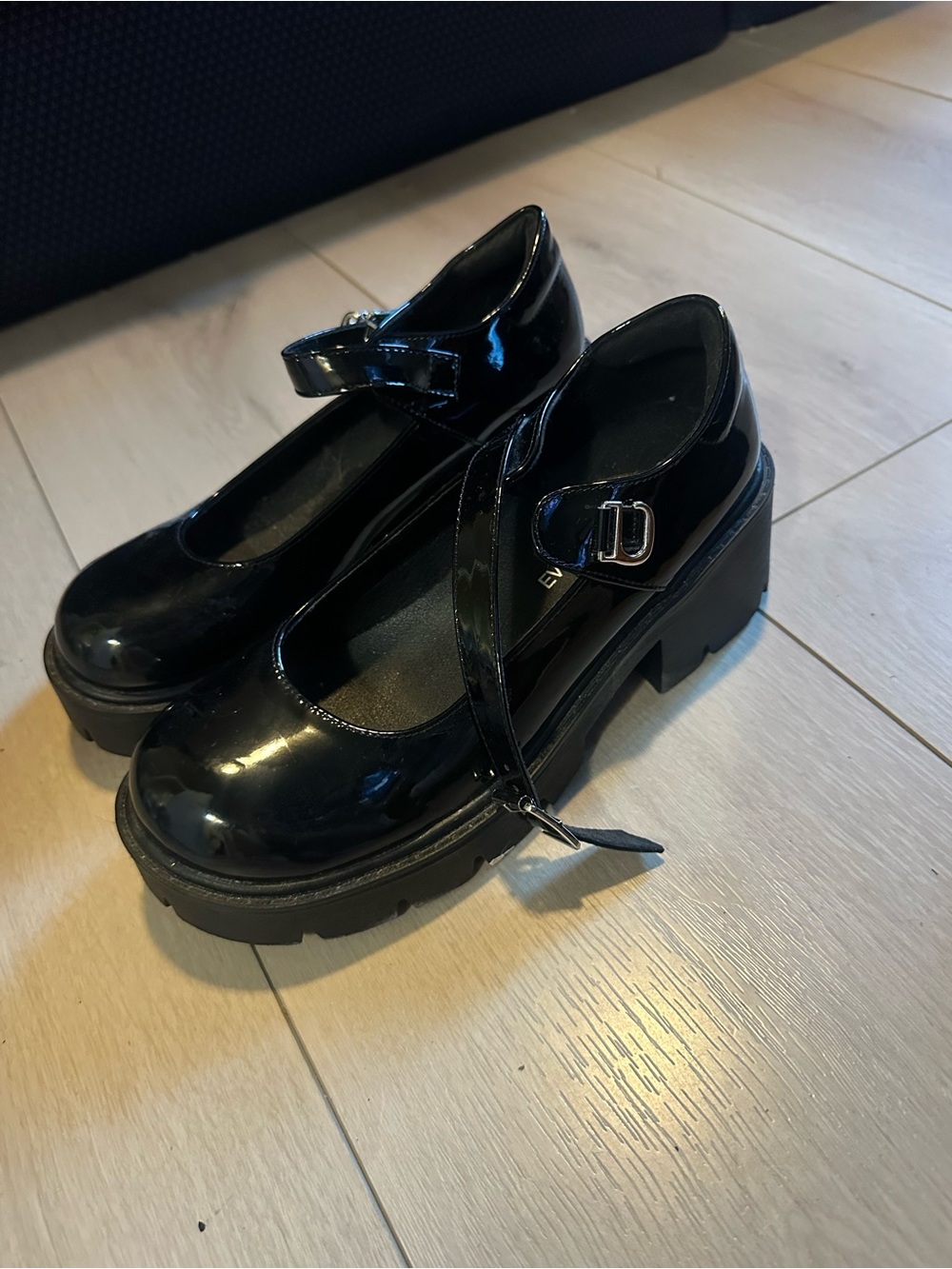 Women’s Black Patent Mary Jane Platform Shoes